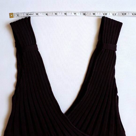 GRACE Pleated Knit Tank Top with Plunging Neckline in Maroon Purple - Picture 8 of 11